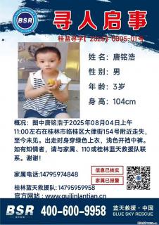 【寻人启事】图中唐铭浩于2025年08月04日上午11:00左右在桂林市临桂区大律街154号附近走失 - 中卫28生活网 zw.28life.com